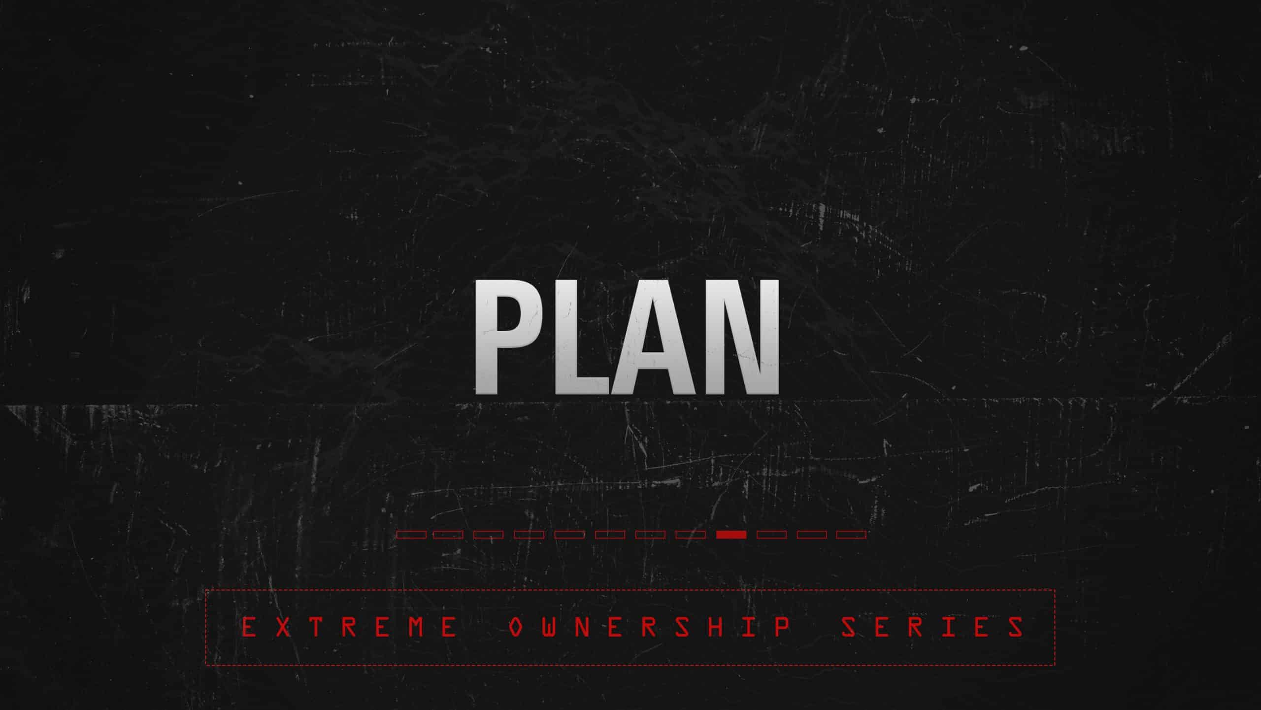 White text in all caps over a black background that says "Plan"